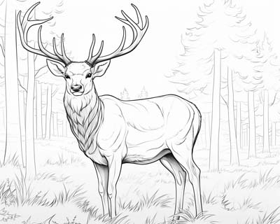 Red Deer Stag coloring page
