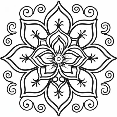 coloring page of a rangoli design