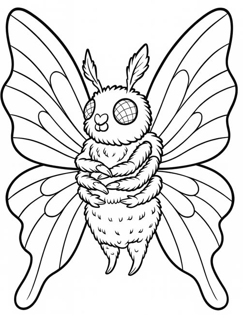 easy preschool coloring page of Mothra