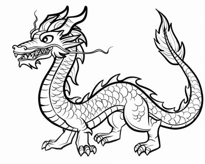 coloring page of a Japanese dragon