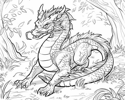 coloring page of a Japanese dragon