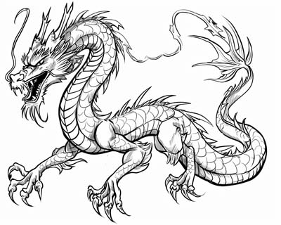 coloring page of a Japanese dragon