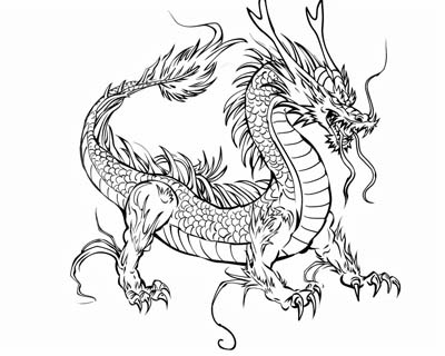coloring page of a Japanese dragon