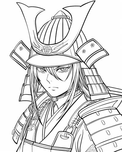 coloring page of a Samurai