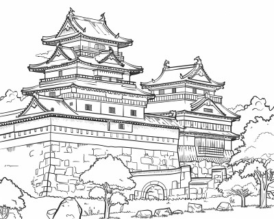 Shogun castle coloring page