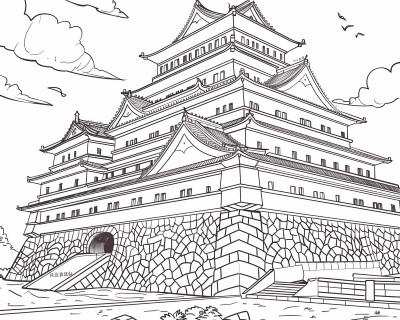 Shogun castle coloring page