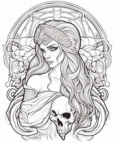 Santa Muerte coloring page