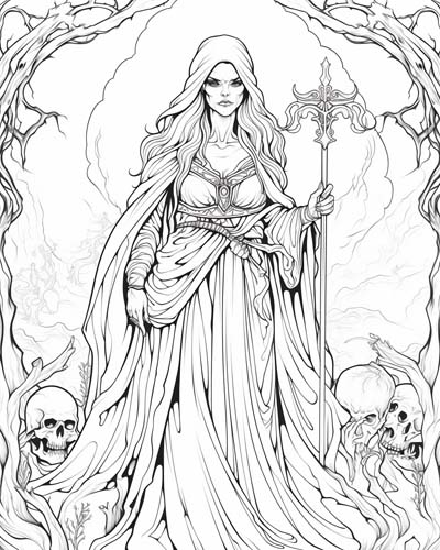 Santa Muerte coloring page