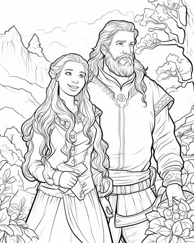 coloring page of Ragnar and Lagertha