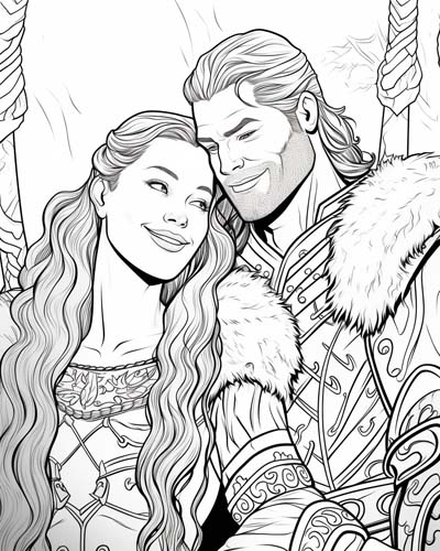 coloring page of Ragnar and Lagertha