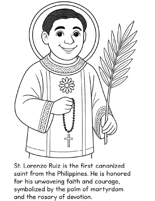coloring page of St Lorenzo with information