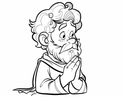 coloring page of St. David praying