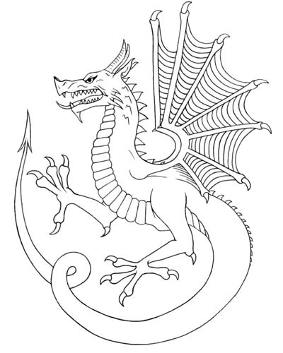 coloring page of the Welsh Dragon