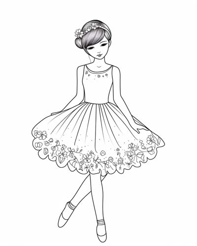 cute ballerina coloring page
