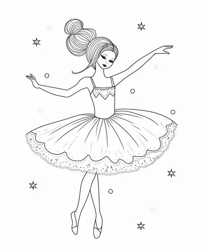 cute ballerina coloring page