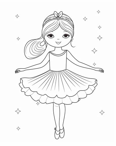 cute ballerina coloring page