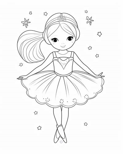 cute ballerina coloring page