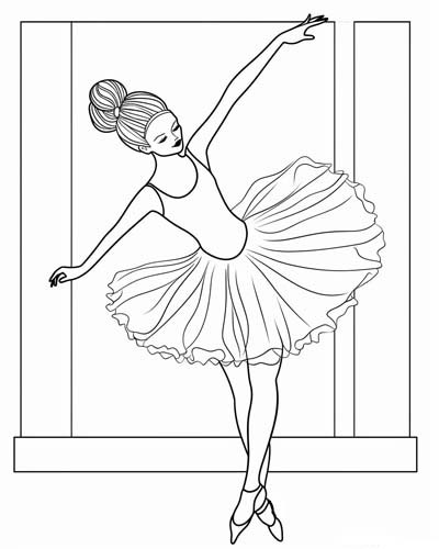 cute ballerina coloring page