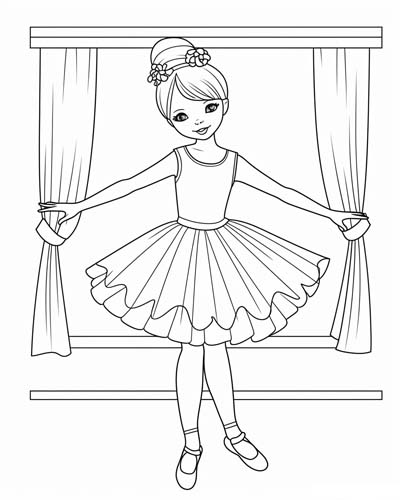 cute ballerina coloring page