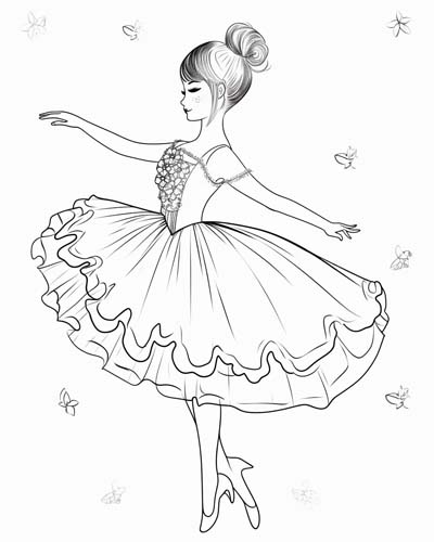 cute ballerina coloring page