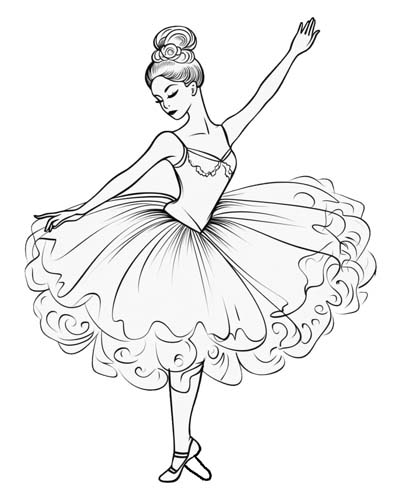 cute ballerina coloring page