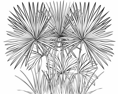 coloring page of a palm frond