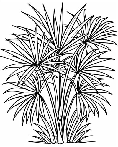 coloring page of a palm frond