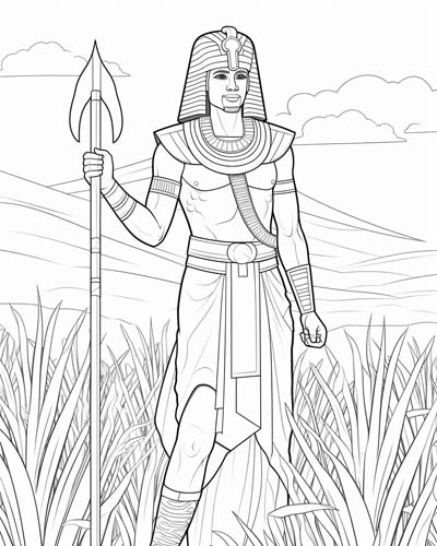 Hapi, god of the Nile, coloring page