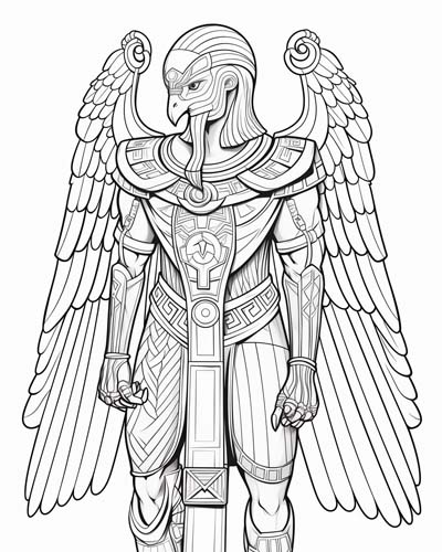 Horus the falcon god coloring page