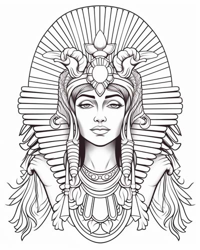 Isis the Egyptian goddess coloring page