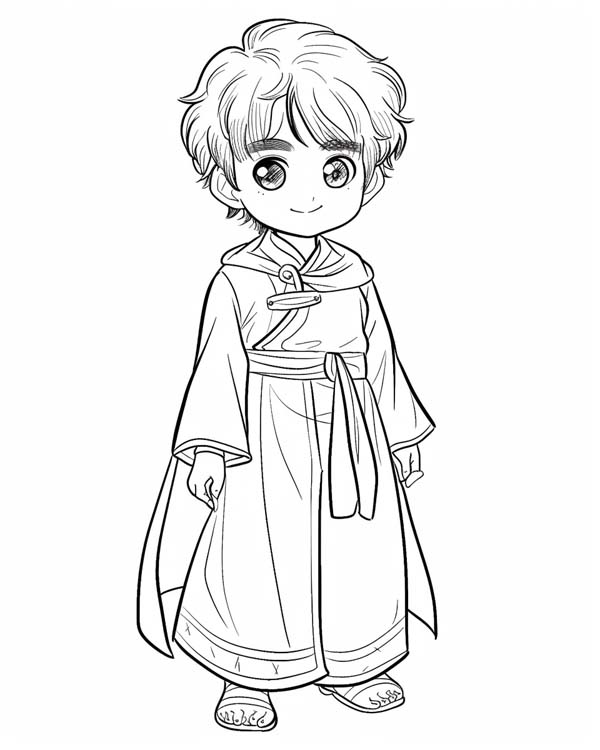 coloring page of a boy