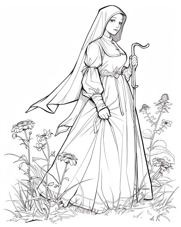 coloring page of a nurse