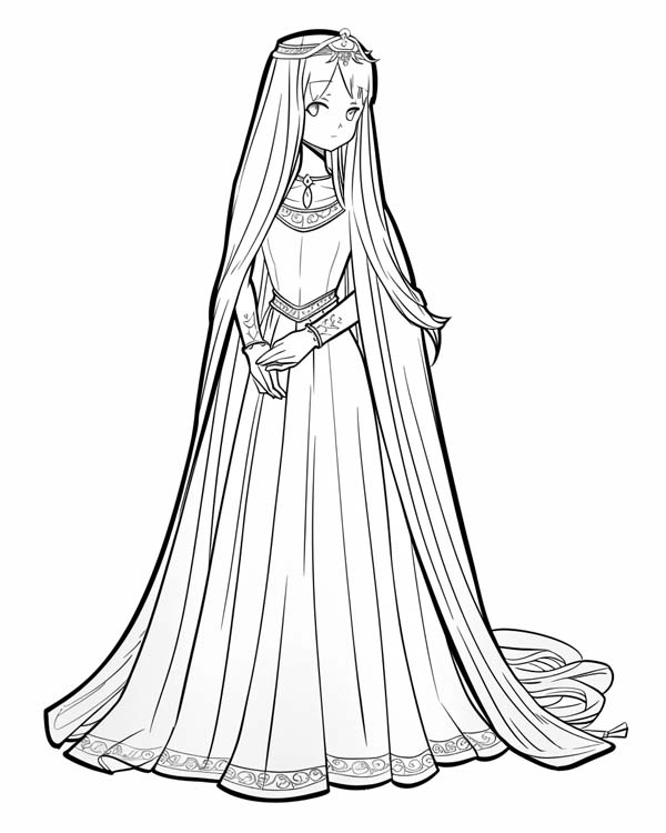 coloring page of a princess