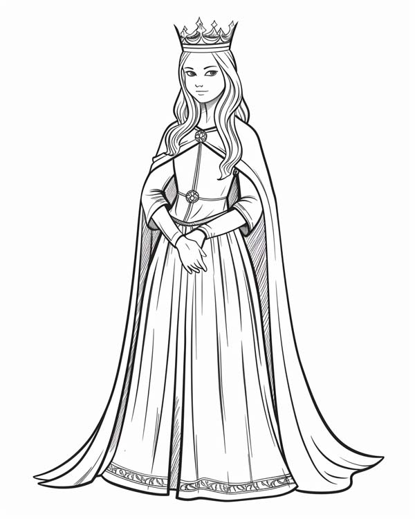 coloring page of a queen