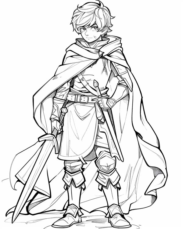 coloring page of a squire