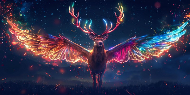 digital artwork of a peryton