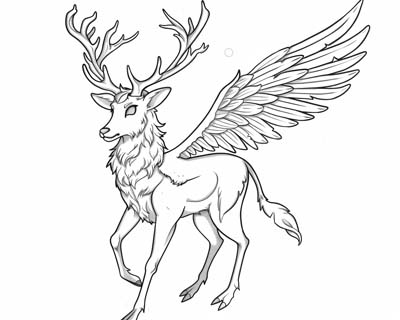 coloring page of a peryton