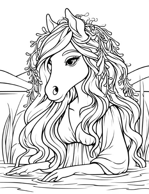 Cartoon coloring page of a were-horse