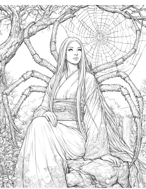 Coloring page of a were-spider