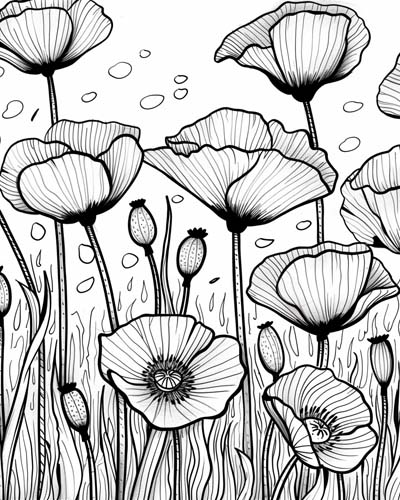coloring page of poppies
