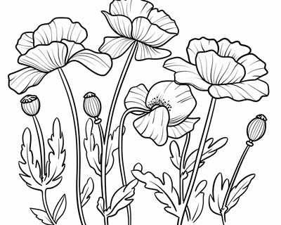 coloring page of poppies