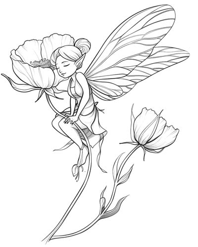 coloring page of a poppy fairy