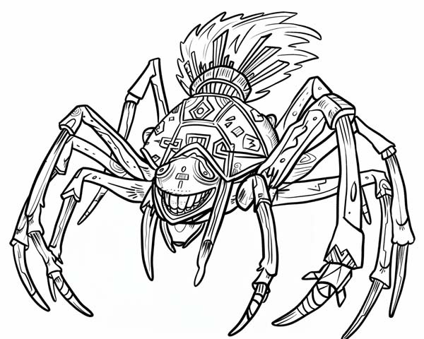African folklore coloring page of Anansi the spider