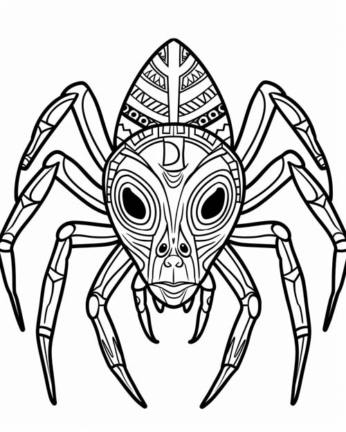chibi coloring page of Anansi the spider