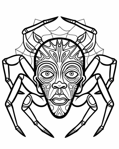 kawaii coloring page of Anansi the spider