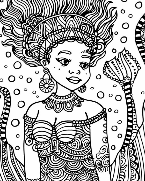 artistic coloring page of Mama Wata