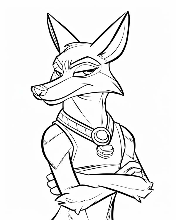 Native American folklore coloring page of coyote looking confident