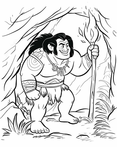 Polynesian folklore coloring page of Maui