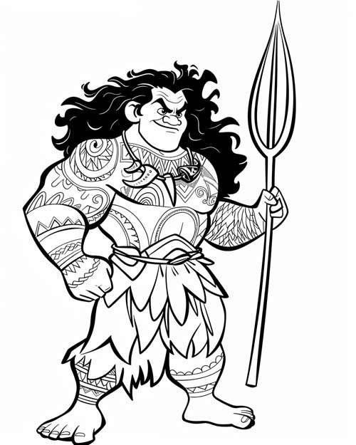 Polynesian folklore coloring page of Maui