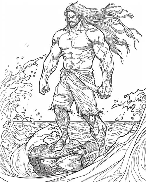 Polynesian folklore coloring page of Maui